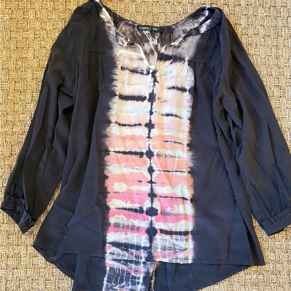 Gypsy 05 silk tie dye long sleeve top. Size L - Picture 8 of 10